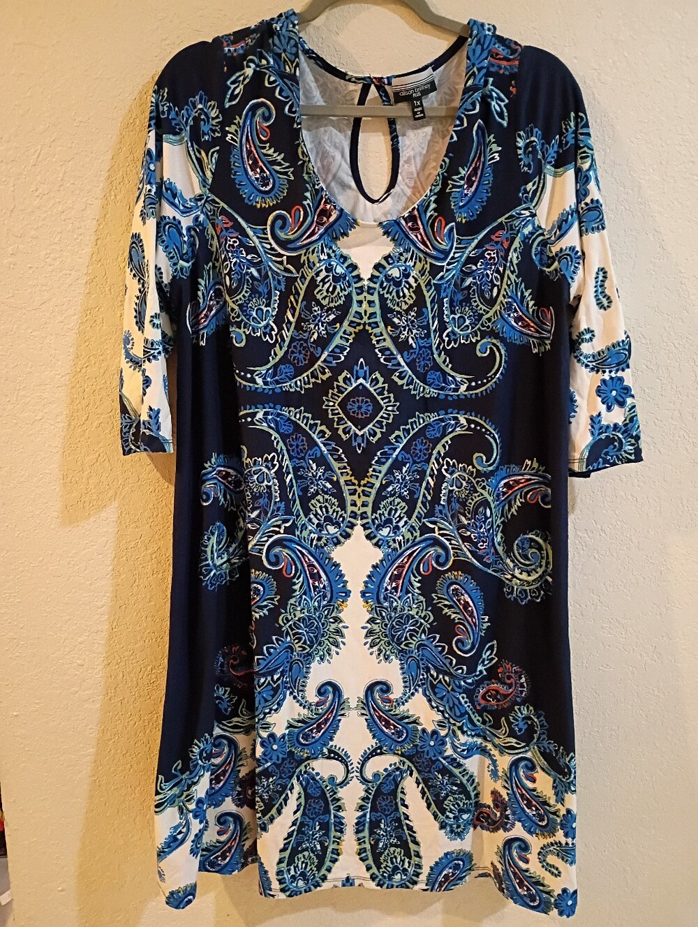 Allison Brittney Casual Paisley Soft midi dress. Size 1X